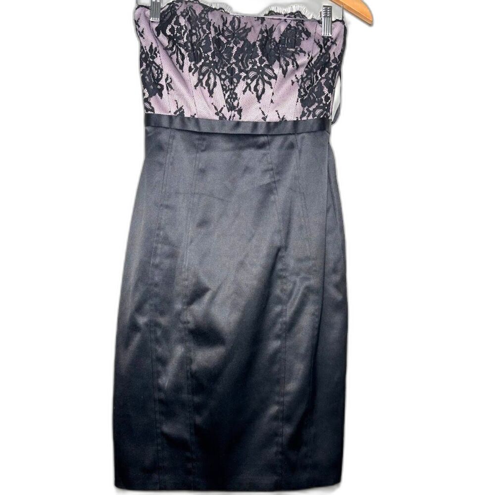 WHBM y2k VTG Mini Dress HOCO Homecoming Lace Black Pink LBD Regina George sz 00